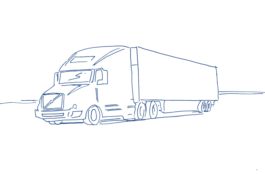 Drawing of a tractor trailer